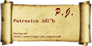 Petrovics Jób névjegykártya